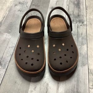 Crocs Shoes | Mens Brown Crocs with Strap.Size 10 | Color: Brown | Size: 10 | Ronni2's Closet